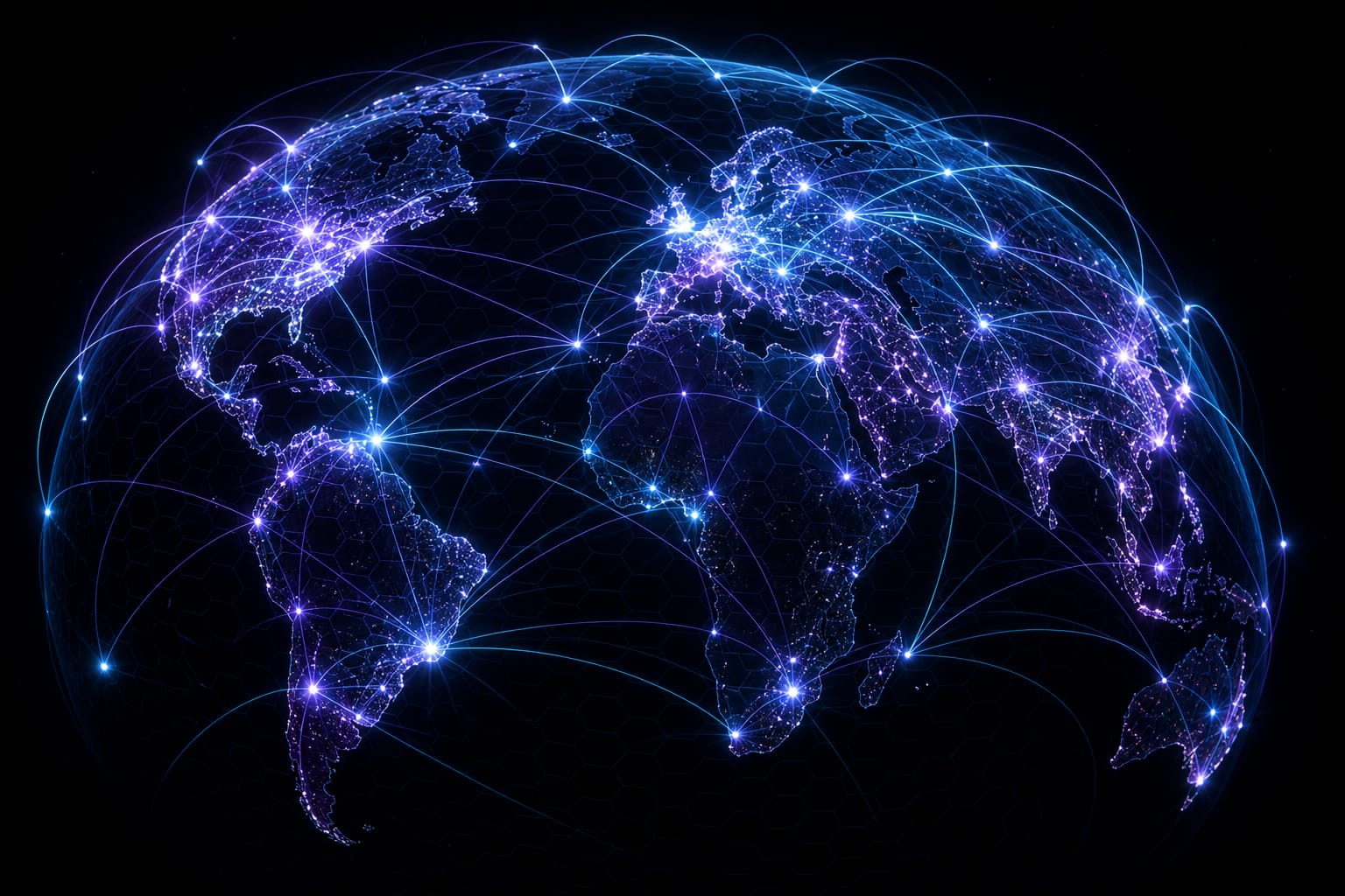 Illustration of a global server network delivering IPTV streams across continents